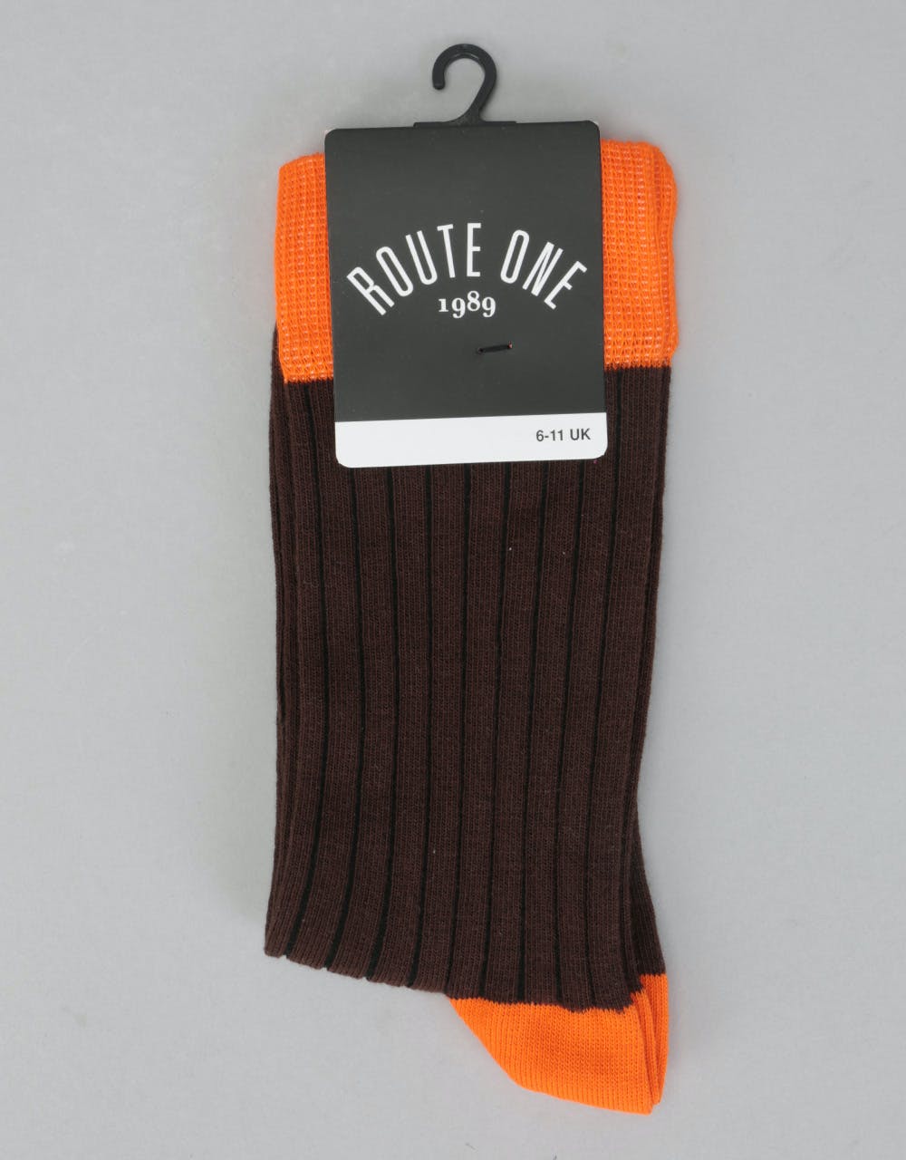 Route One Derby Socks - Brown/Orange