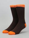 Route One Derby-Socken – Braun/Orange