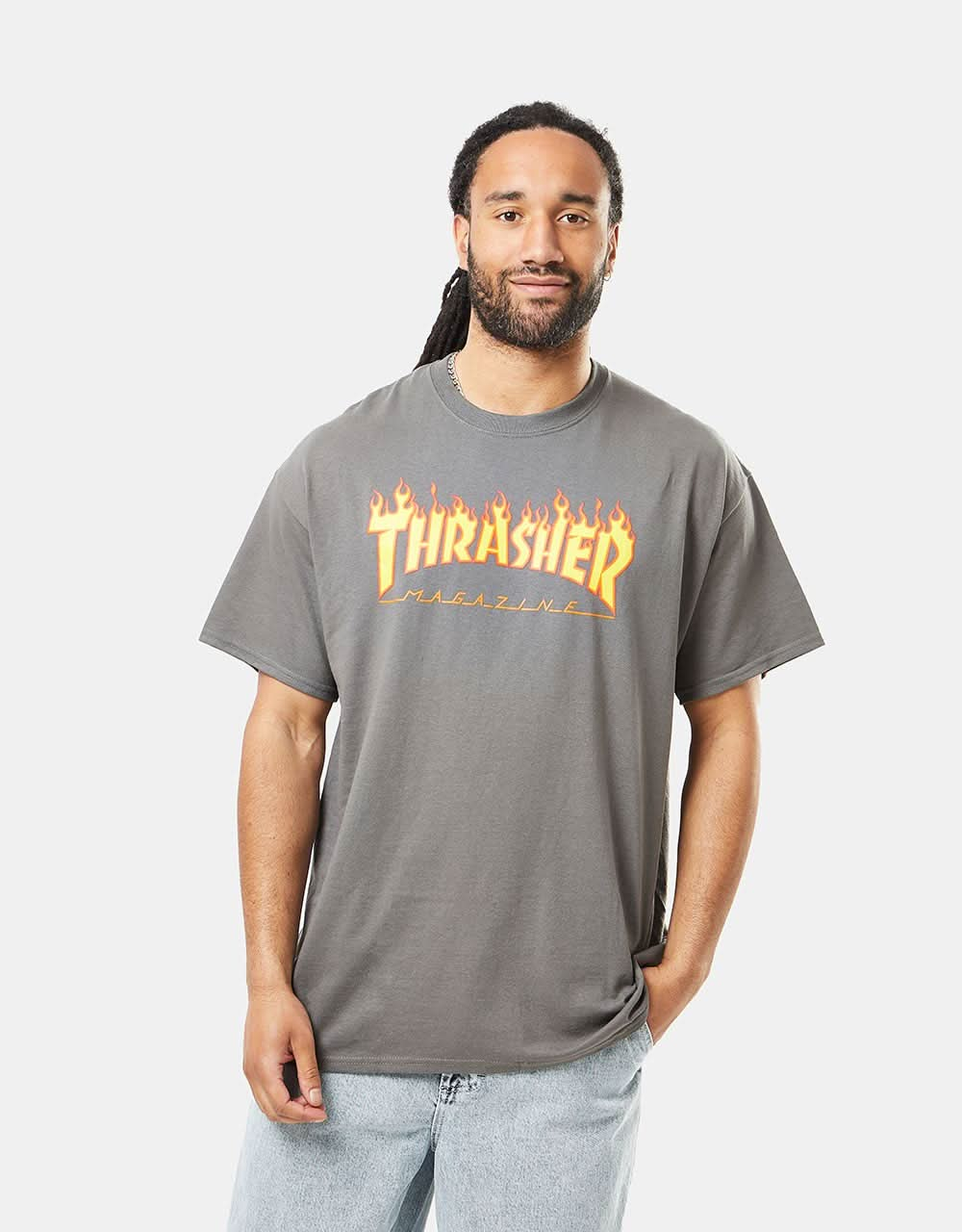 T-shirt con logo Thrasher Flame - Antracite