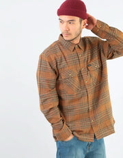 Brixton Archie L/S Flannel Shirt - Copper/Shale Brown