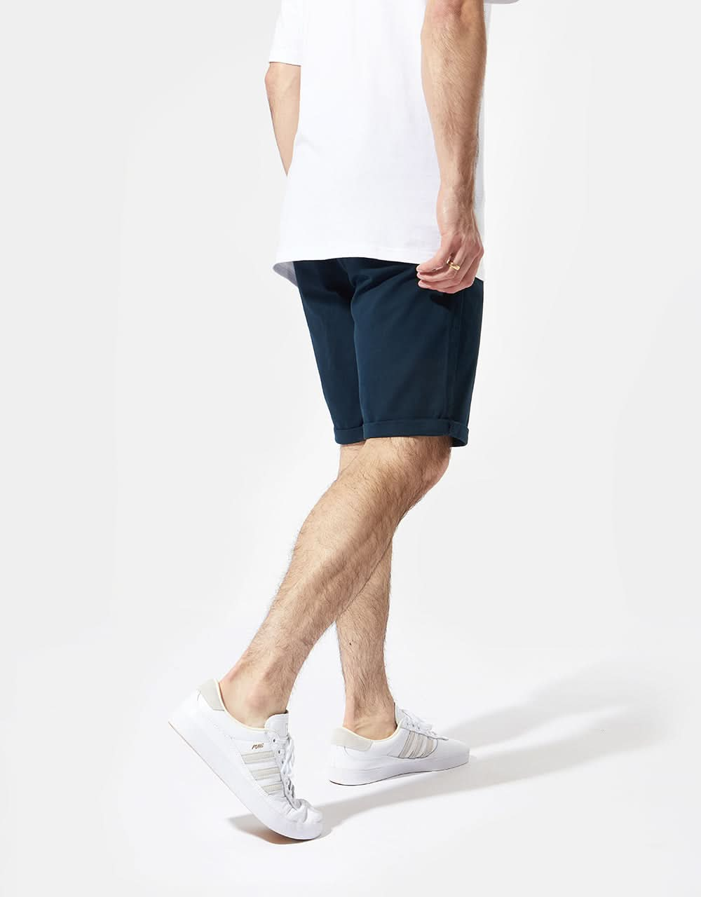 Route One Roll-Up-Chino-Shorts – Marineblau