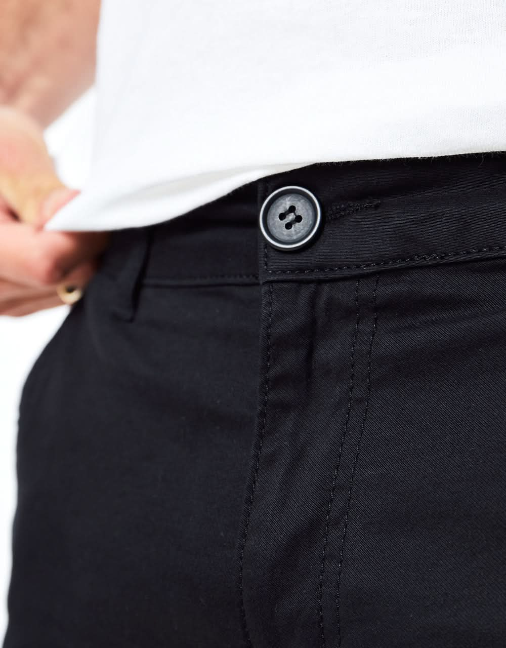 Route One Roll Up Chino Shorts - Black